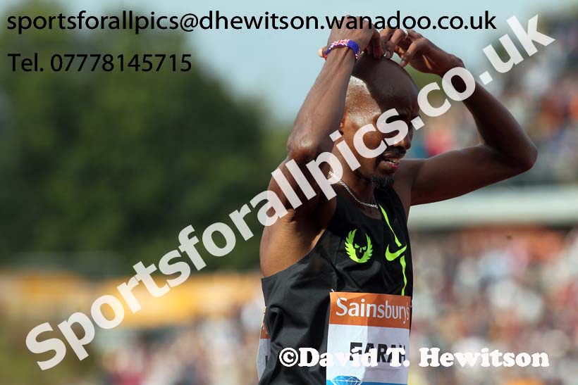 Mo Farah after winning the mens 2 Miles with a British record at the Sainsbury's Birmingham Grand Prix. Photos: David T. Hewitson/Sports for All Pics